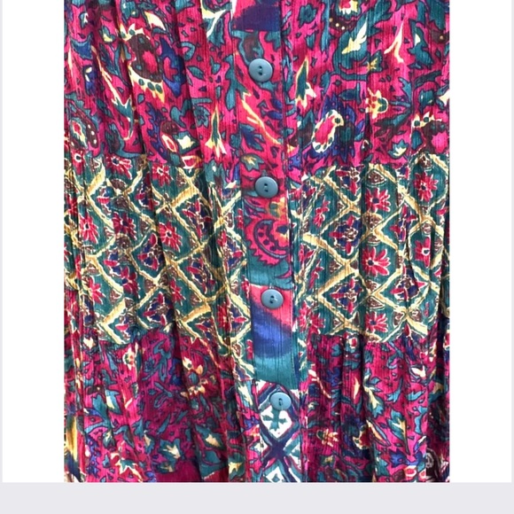 Retro 1960’s cut w/a boho twist:tiered w/multicoloured multiprints skirt-trendy - Picture 3 of 13